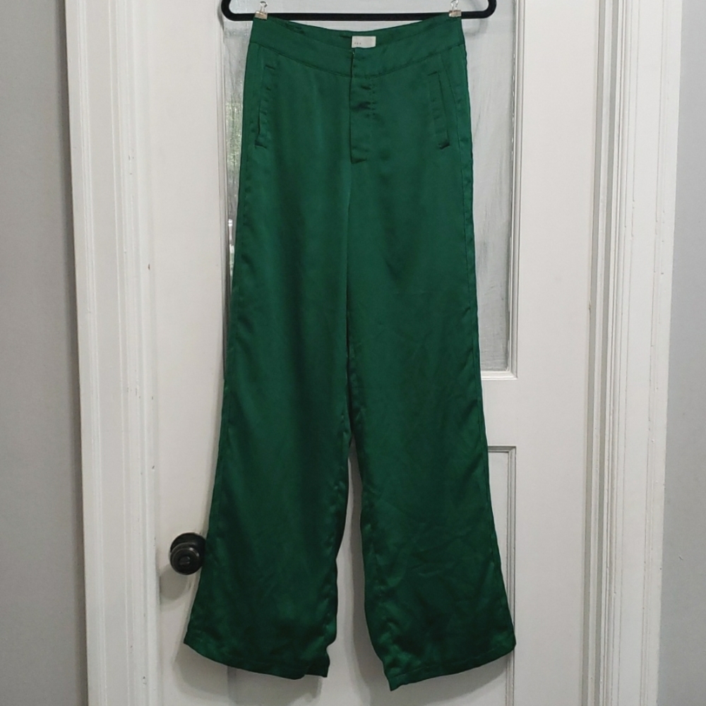 Dee Elly Emerald Green Satin Pants